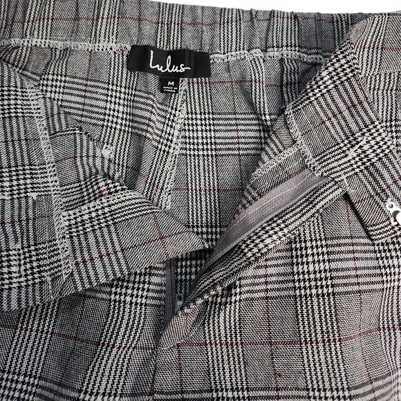 Lulus Plaid Pants straight Leg Side Stripe Elastic Waist Women Medium high rise - Picture 2 of 8
